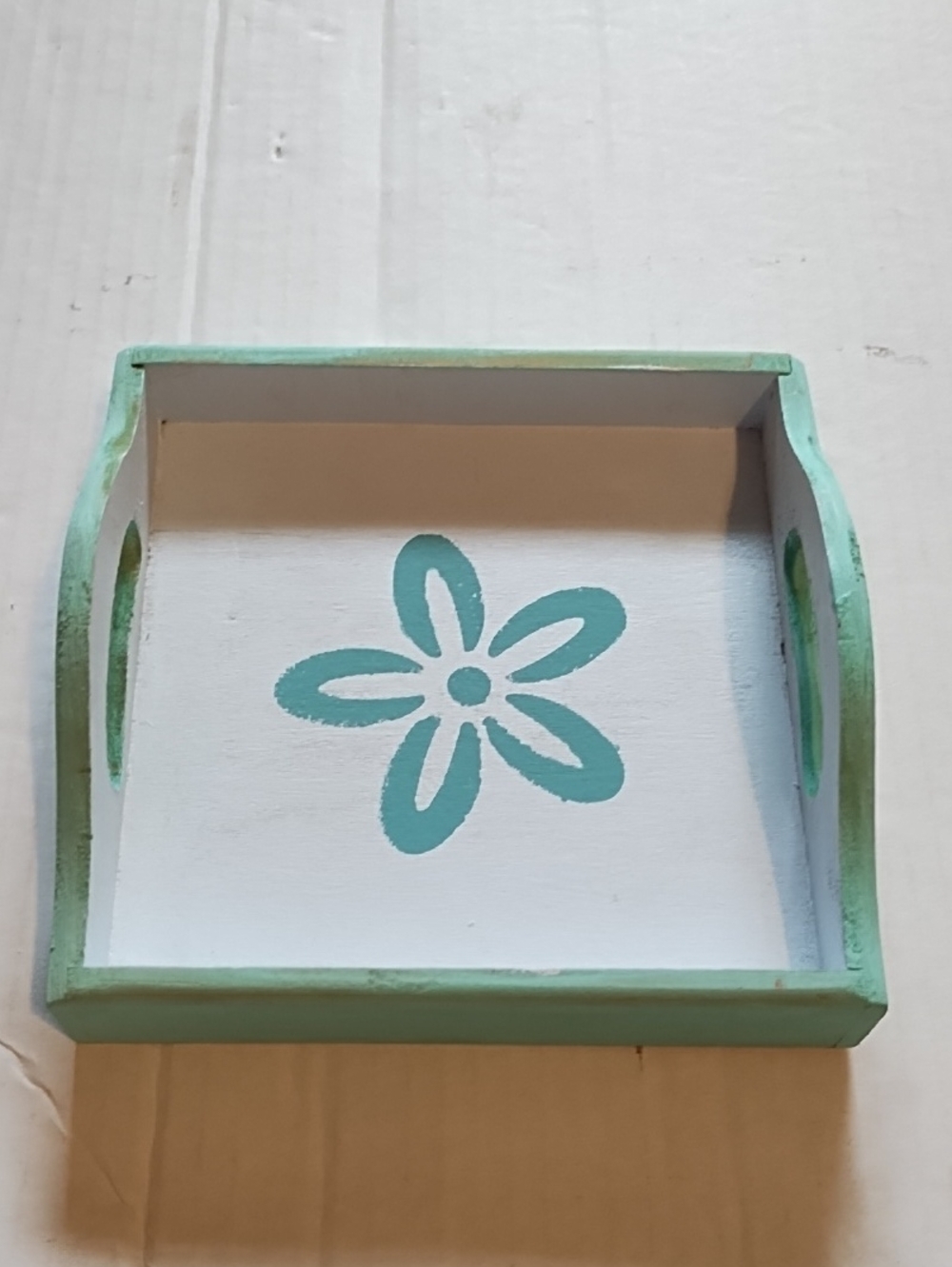 Wooden Decorative Mini Tray in Mint Green